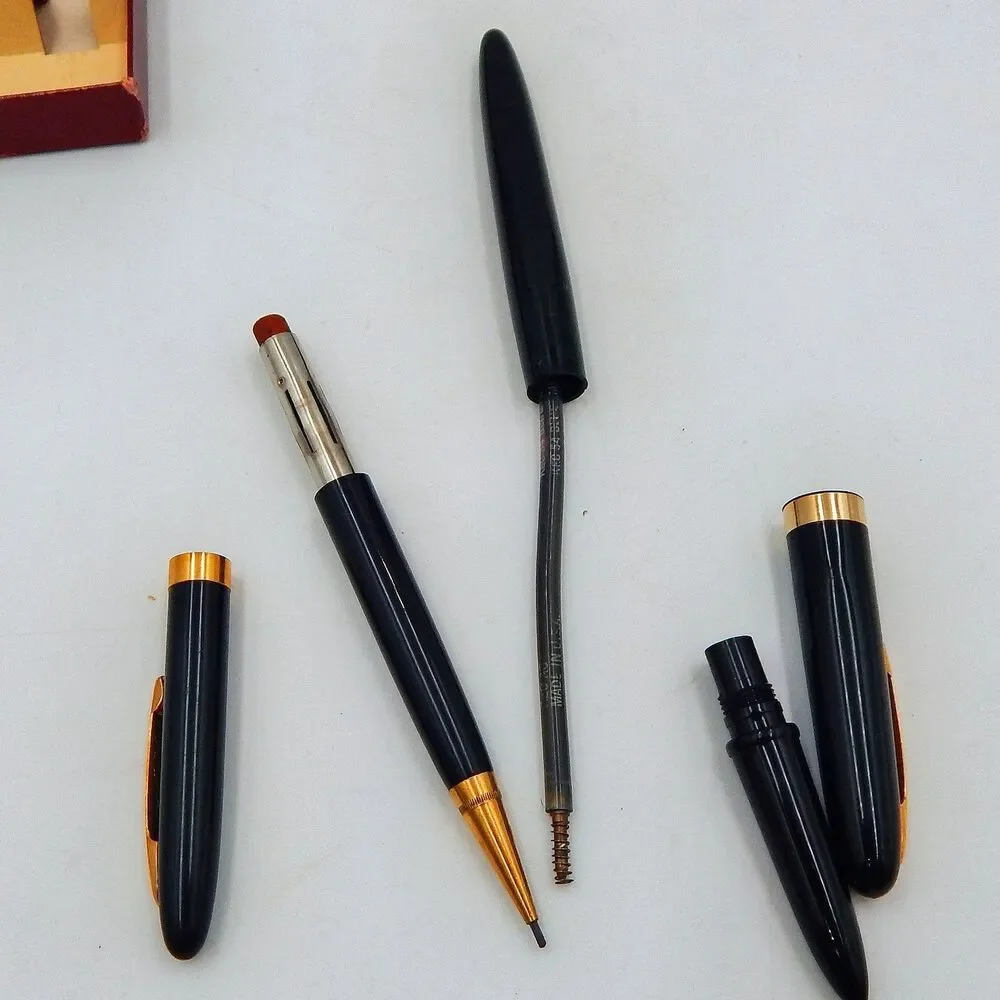Eversharp Black Ballpoint Pen And Pencil Set With Original Box Gold Accent